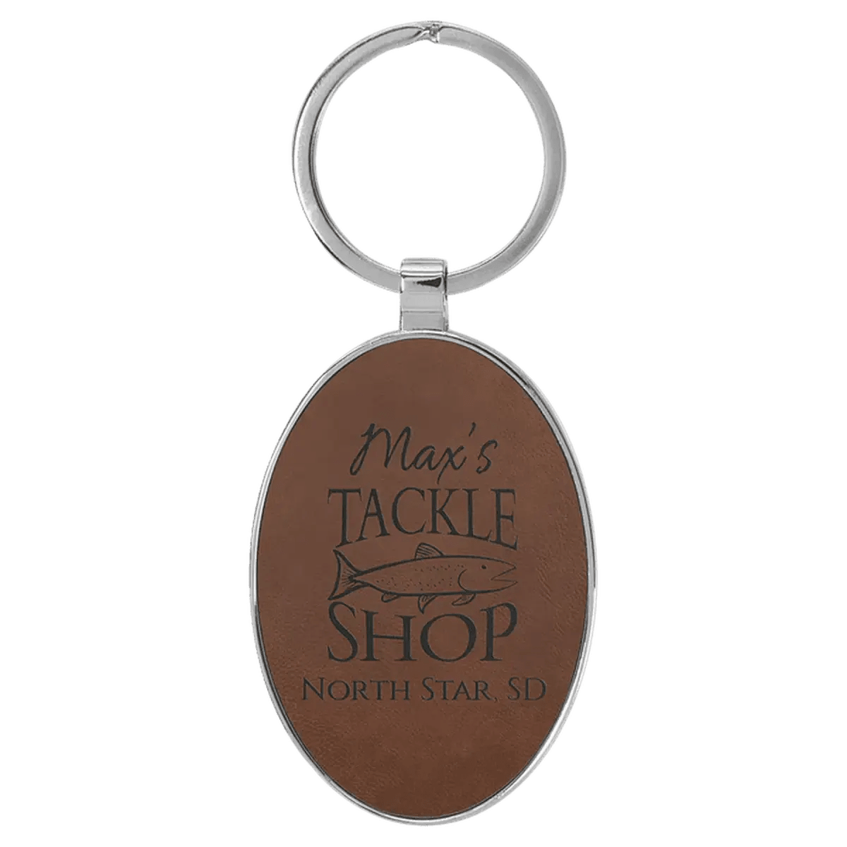 Personalized Leatherette Keychains - With Football & Basketball Styles - Dark Brown