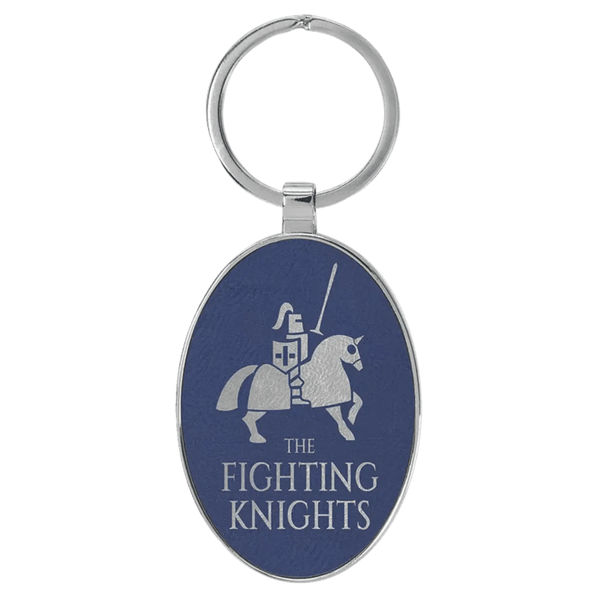 Personalized Leatherette Keychains - With Football & Basketball Styles - Blue/Silver