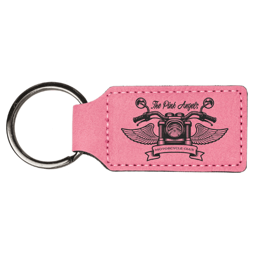Personalized Leatherette Keychains - With Football & Basketball Styles - Pink