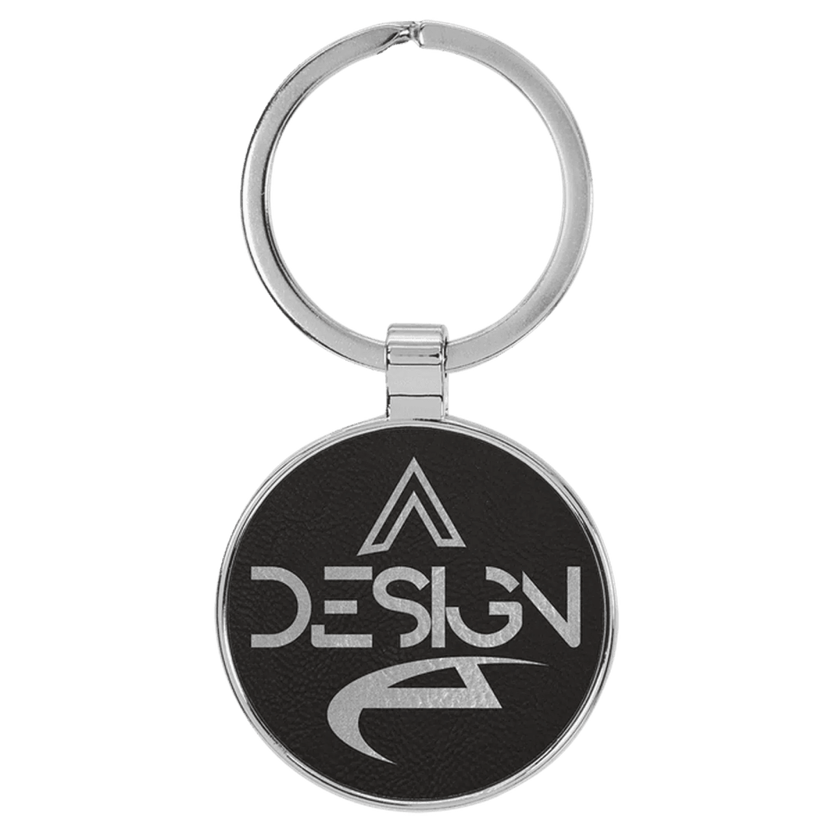 Personalized Leatherette Keychains - With Football & Basketball Styles - Black/Silver