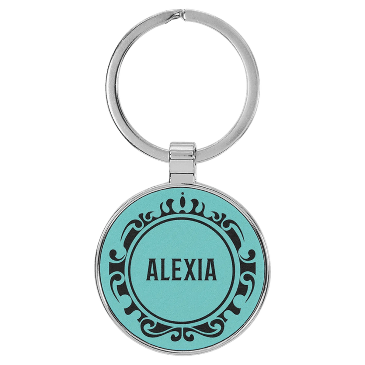 Personalized Leatherette Keychains - With Football & Basketball Styles - Teal