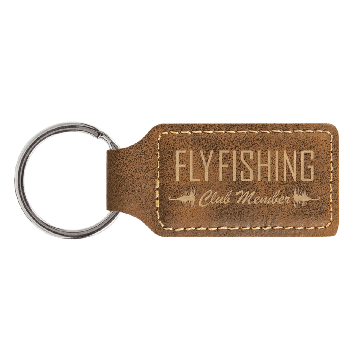 Personalized Leatherette Keychains - With Football & Basketball Styles - Dark Brown