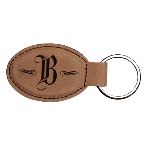 Personalized Leatherette Keychains - With Football & Basketball Styles - Dark Brown