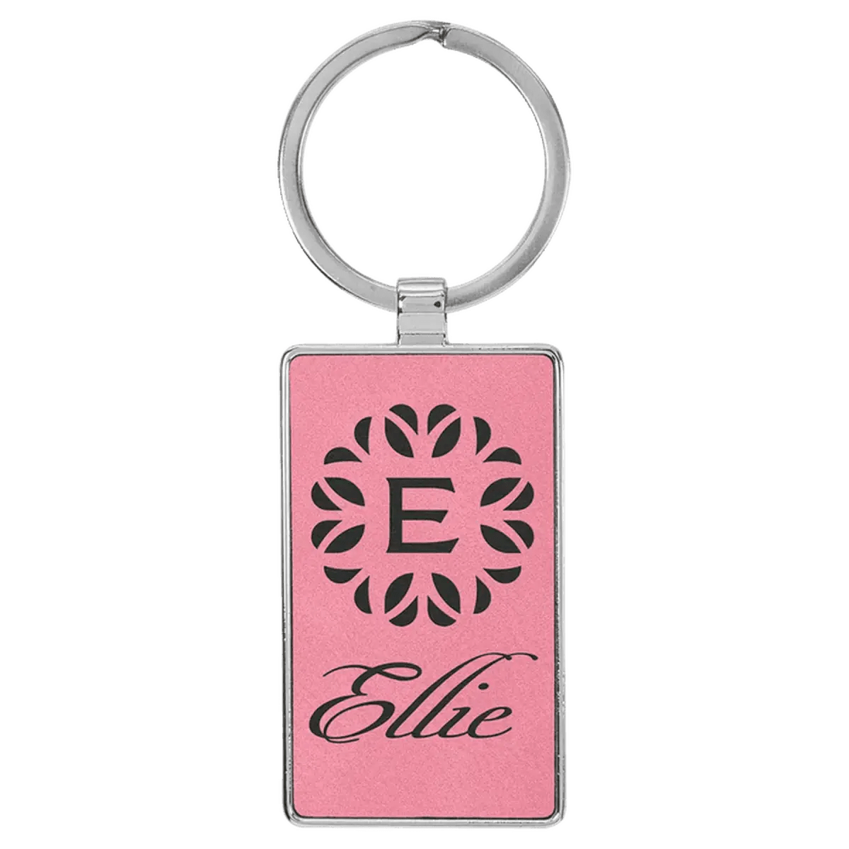 Personalized Leatherette Keychains - With Football & Basketball Styles - Pink