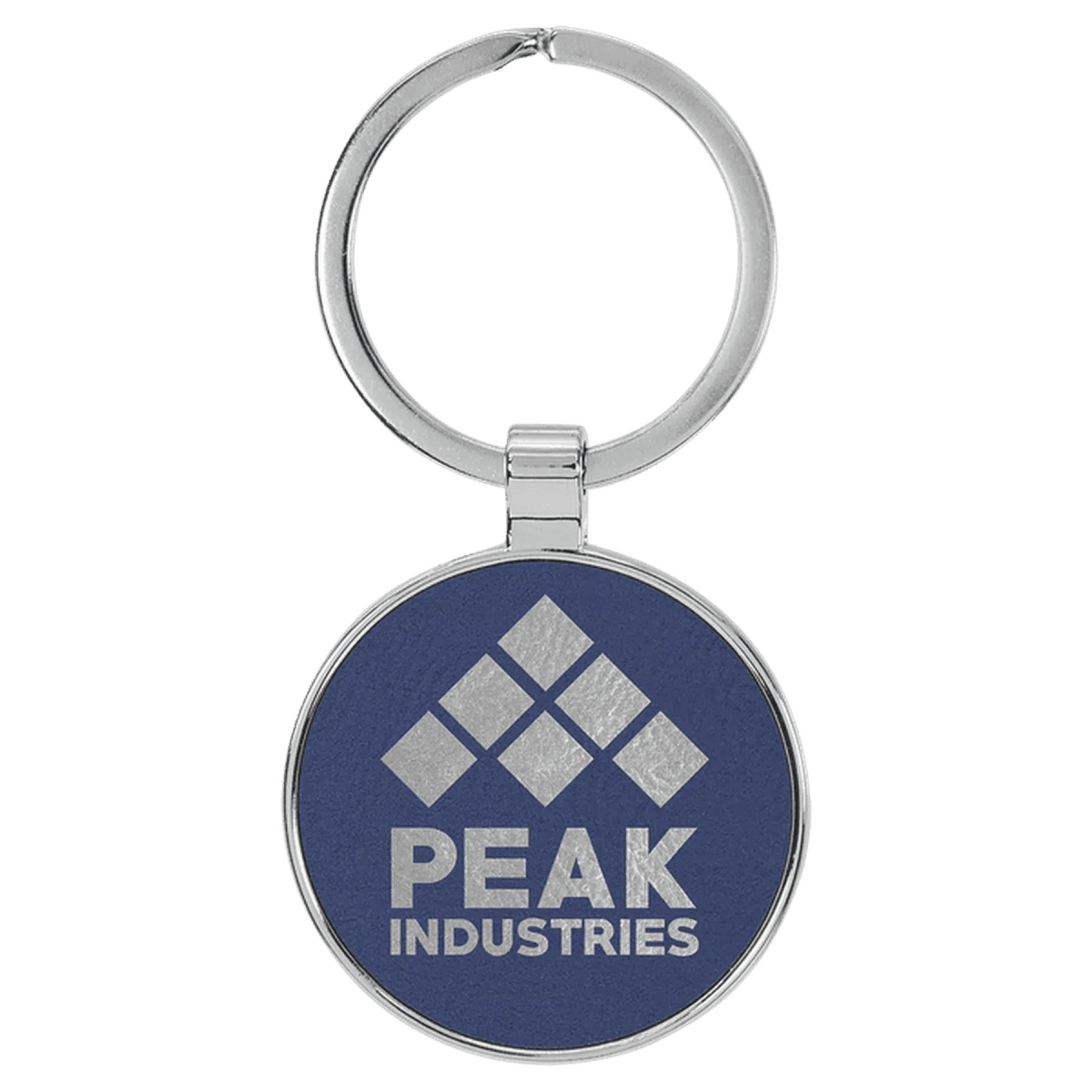 Personalized Leatherette Keychains - With Football & Basketball Styles - Blue/Silver