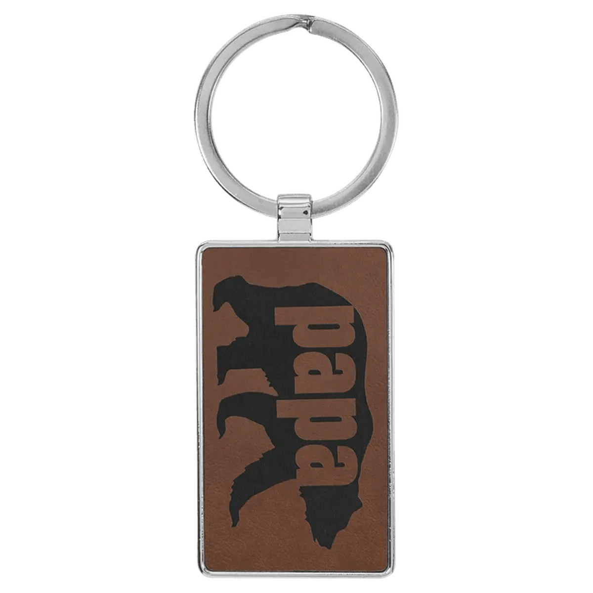Personalized Leatherette Keychains - With Football & Basketball Styles - Dark Brown