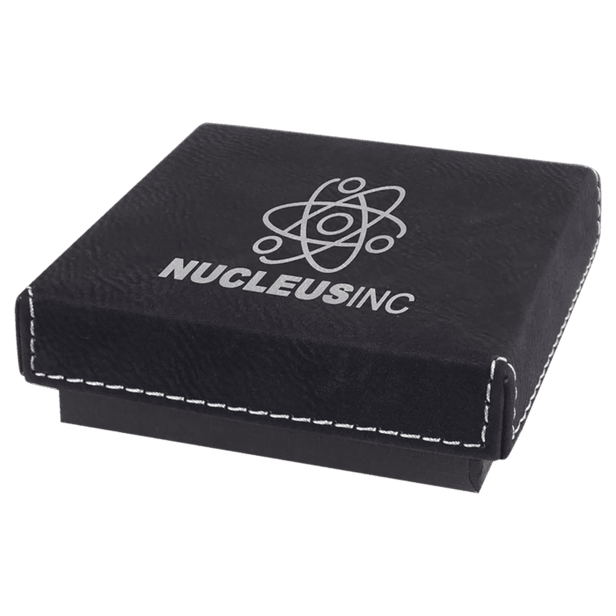 Personalized Leatherette Medal or Jewelry Box for Logos and Monograms - 3 1/2" x 3 1/2" x 1"