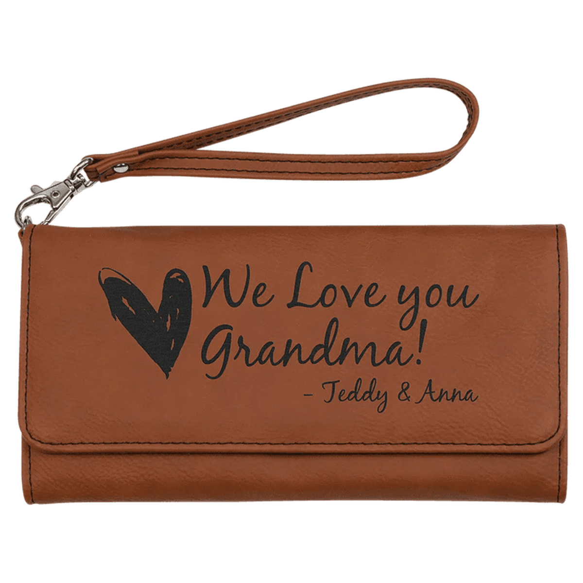 Personalized Leatherette Wallets with Wrist Strap - Rawhide