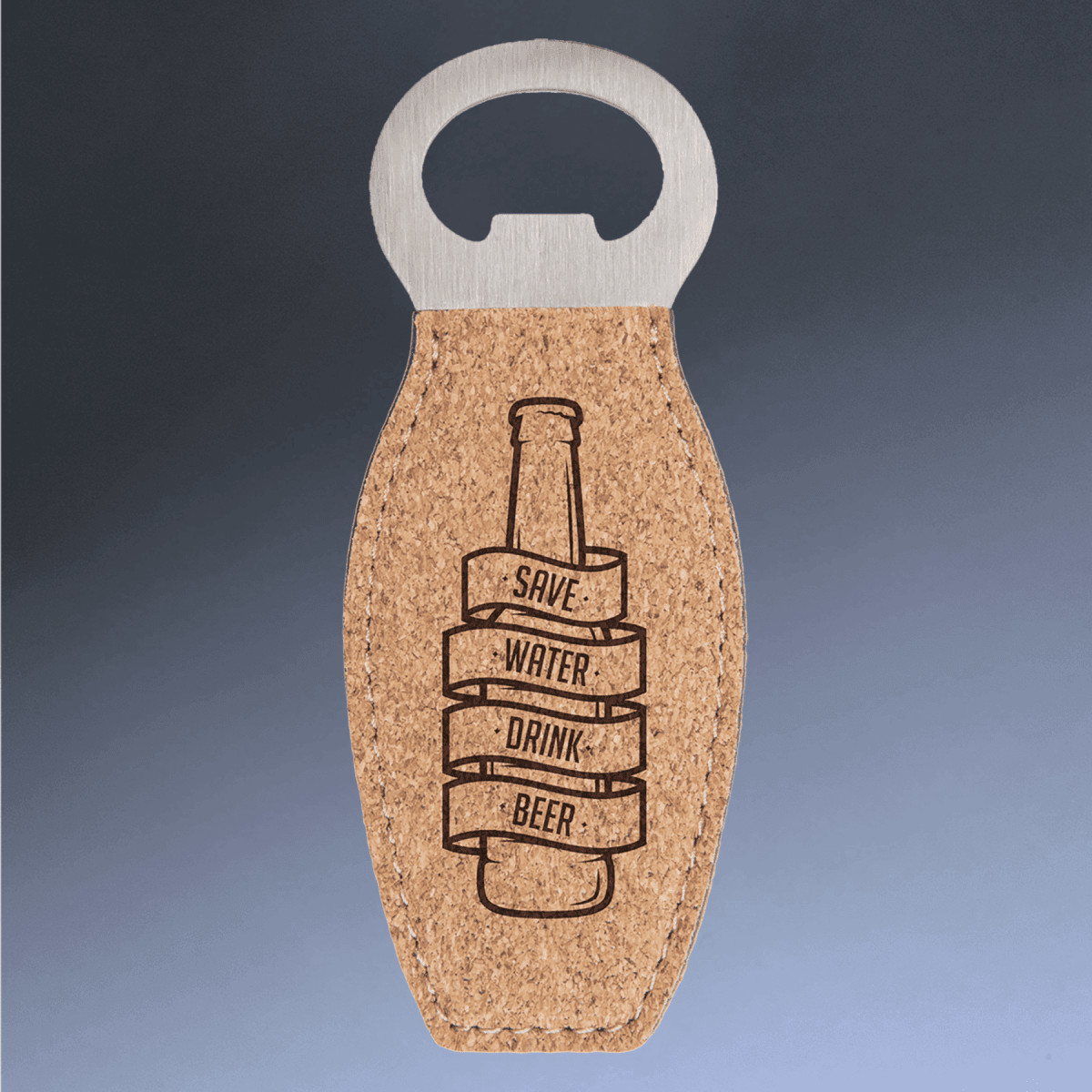 Personalized Magnetic Bottle Openers - Engraved in Leatherette or Cork - Teal