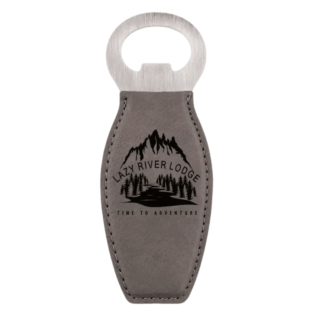 Personalized Magnetic Bottle Openers - Engraved in Leatherette or Cork - Gray