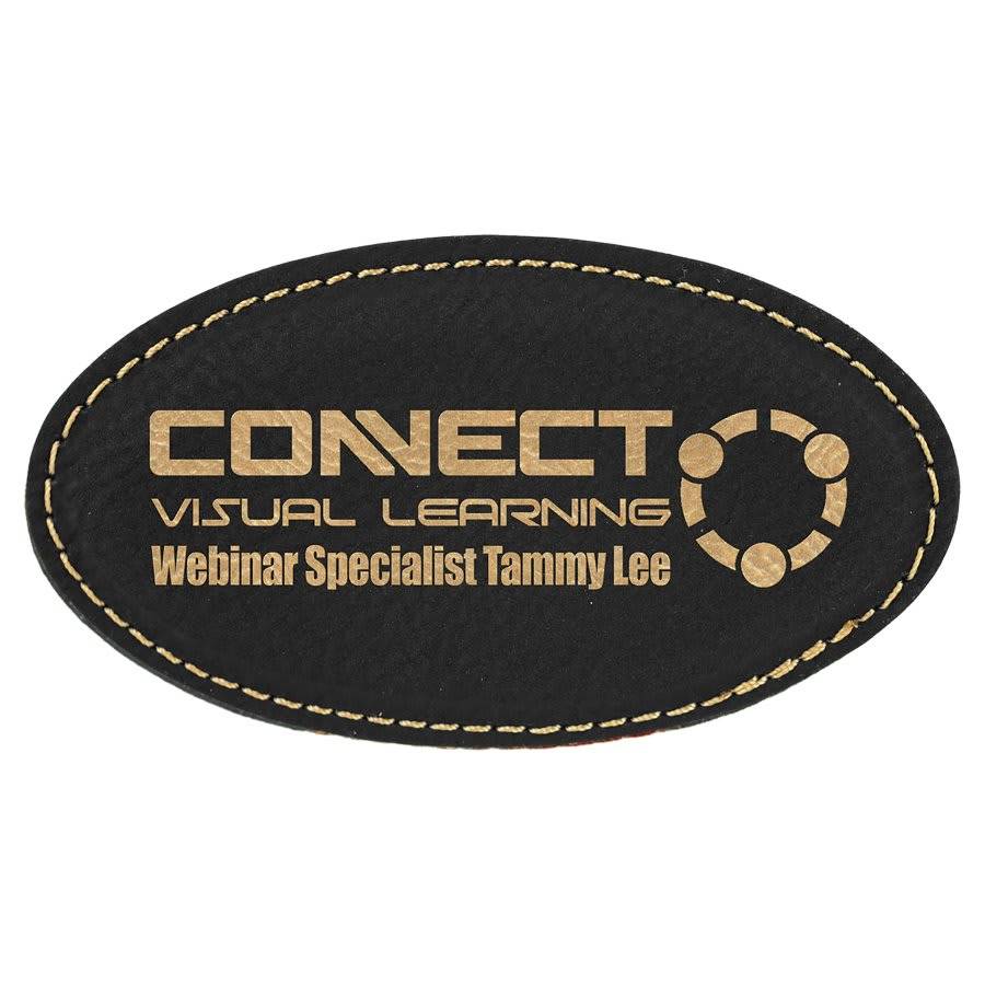 glass storage Oval with Frame / 3 1/2" x 1 1/2" / Black/Gold