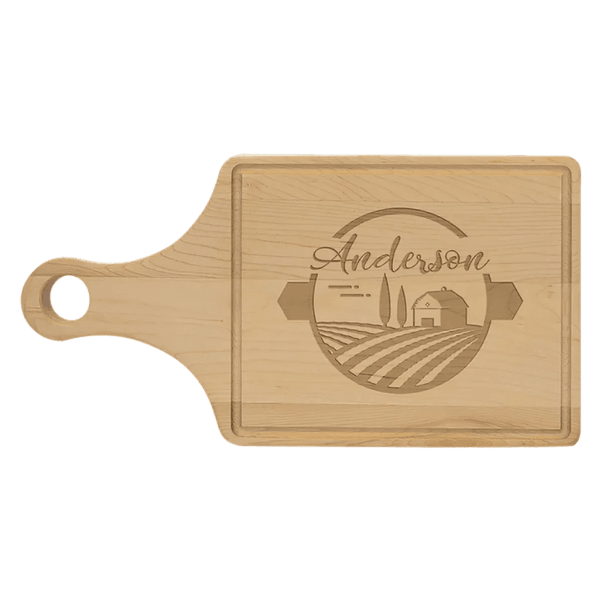 Personalized Maple Cutting Board with Drip Ring and Custom Engraving - 13 1/2" x 7"