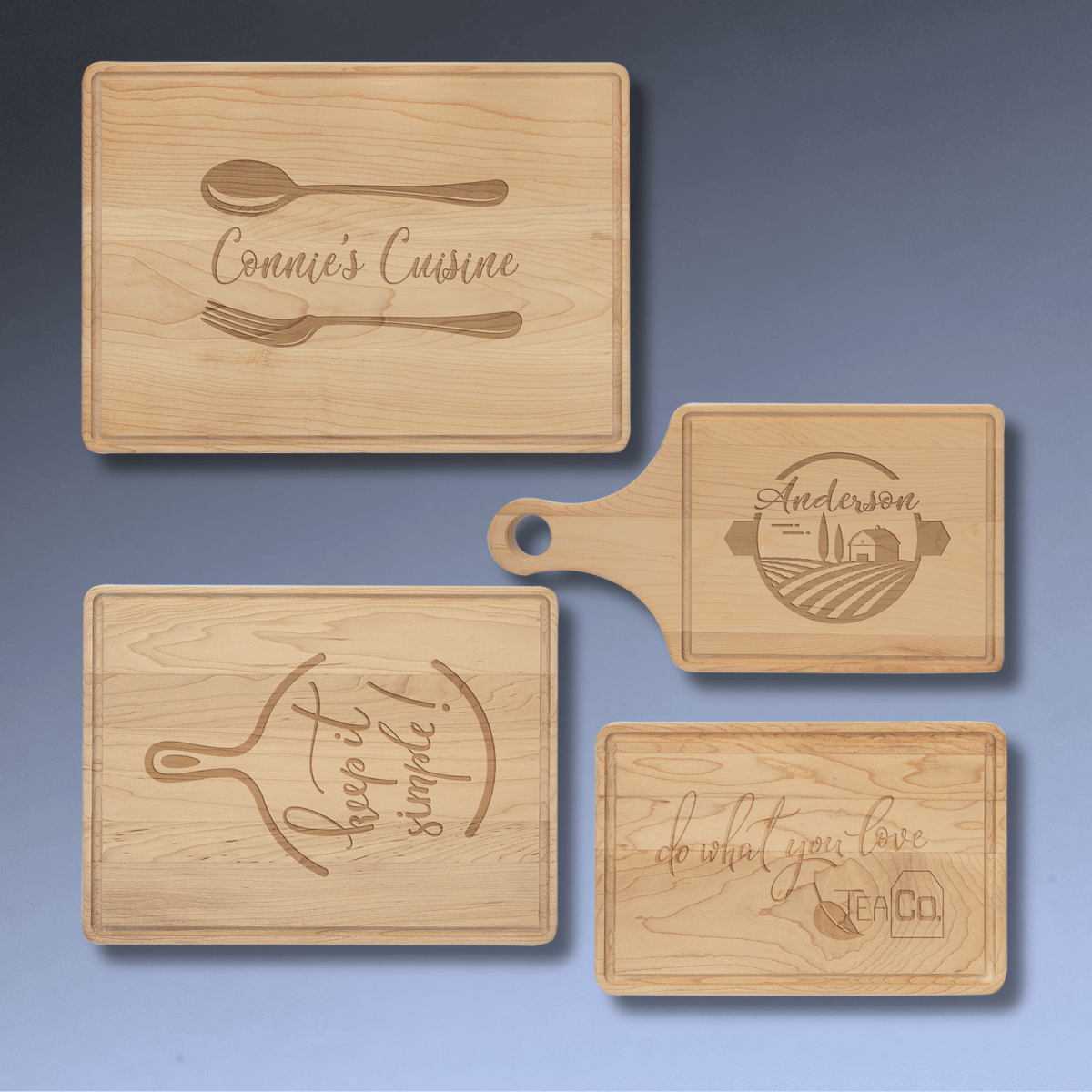 Personalized Maple Cutting Board with Drip Ring and Custom Engraving - 9" x 6"