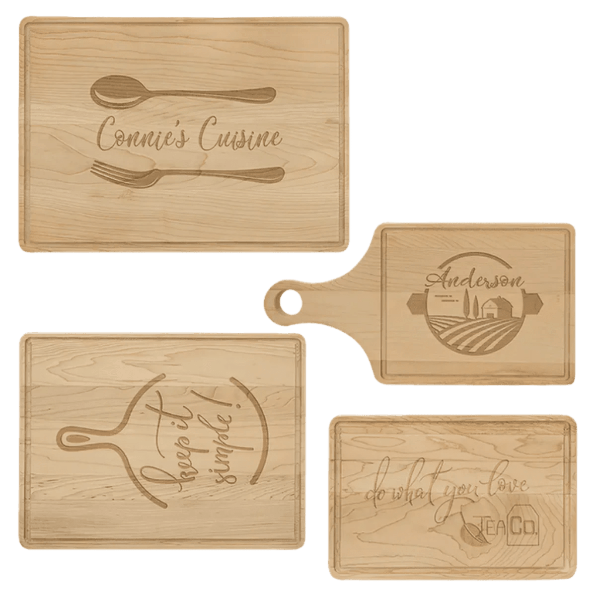 Personalized Maple Cutting Board with Drip Ring and Custom Engraving - 13 3/4" x 9 3/4"