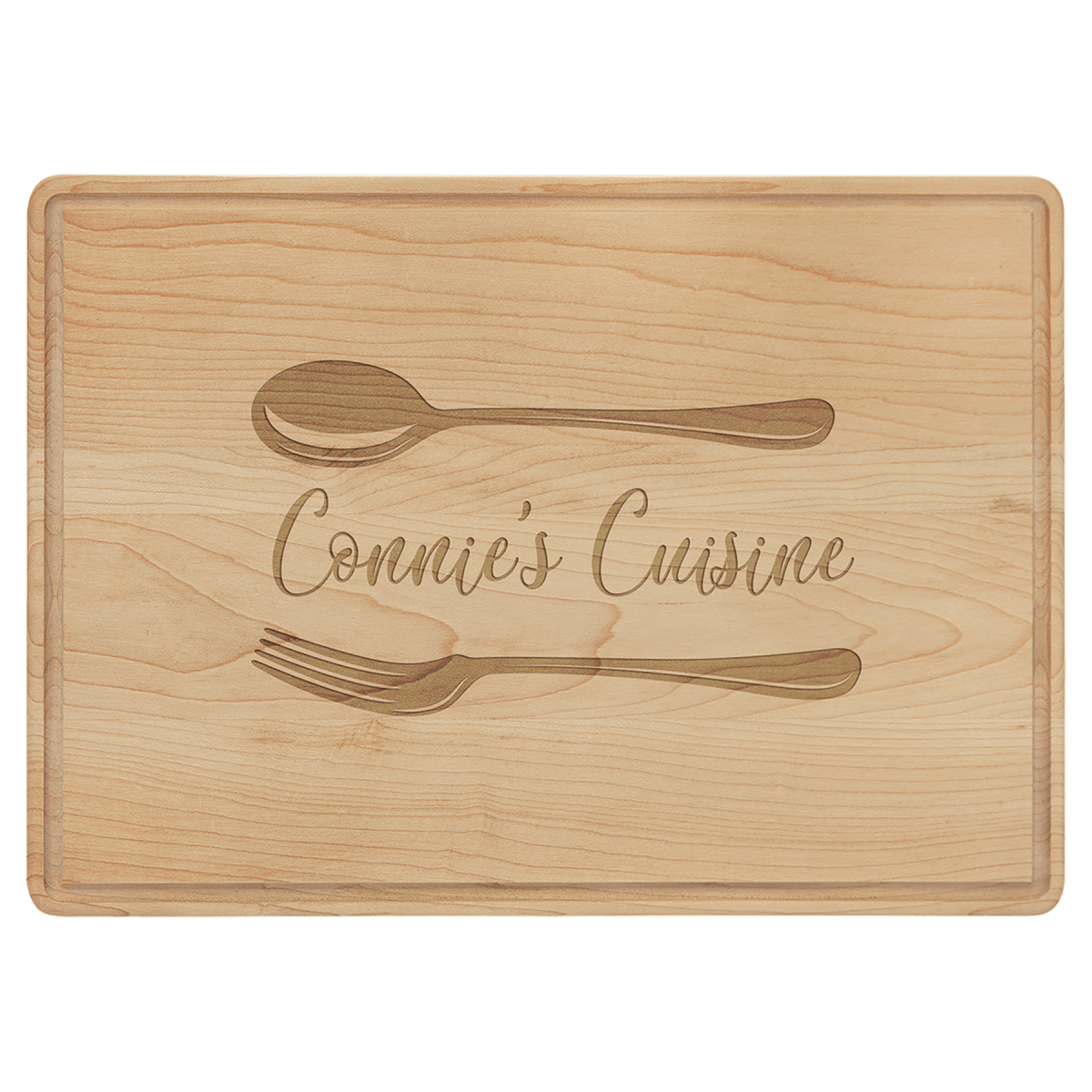 Personalized Maple Cutting Board with Drip Ring and Custom Engraving - 13 3/4" x 9 3/4"