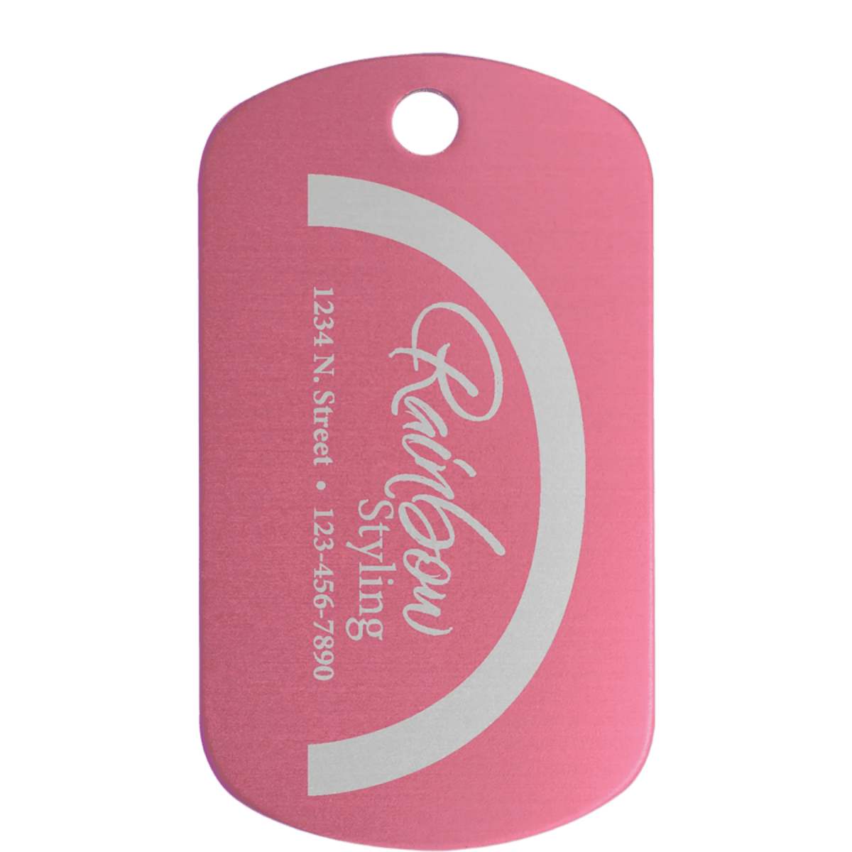 Personalized Metal Aluminum ID Dog Tags with Chain - Pink