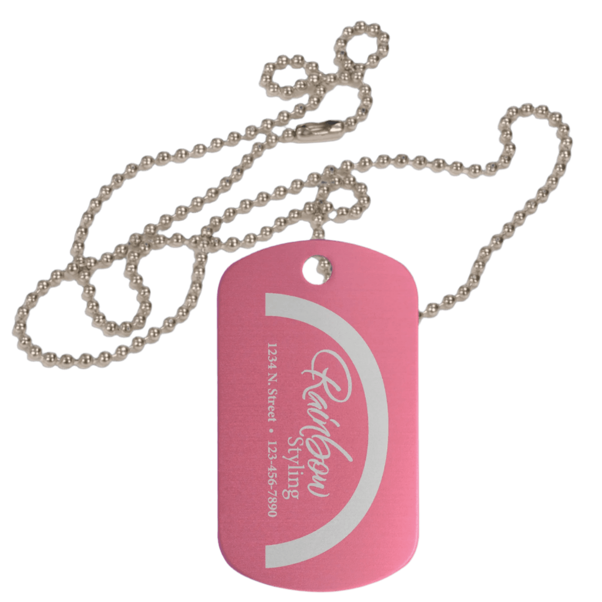 Personalized Metal Aluminum ID Dog Tags with Chain - Pink
