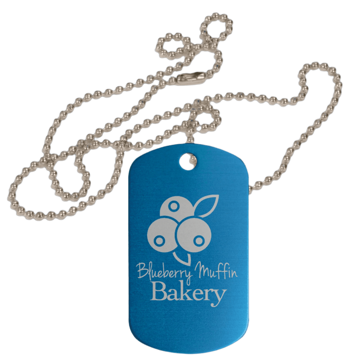 Personalized Metal Aluminum ID Dog Tags with Chain - Blue