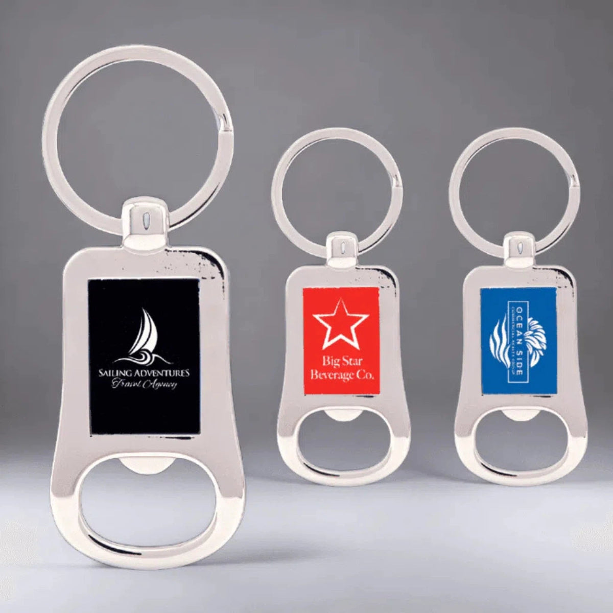 Personalized Metal Bottle Opener Keychains (Red, Black, Blue) - LightForce Laser Engraving, LLC