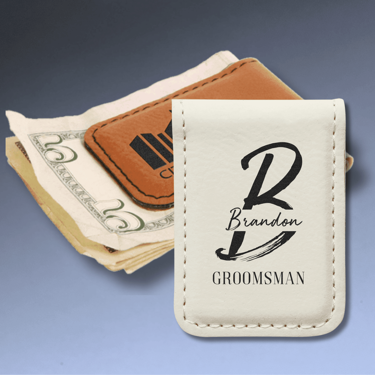 Personalized Money Clip wth Magnetic Closure - White