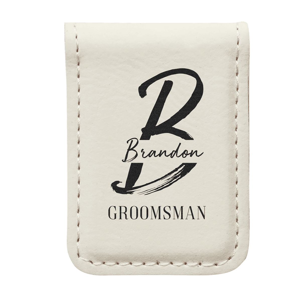 Personalized Money Clip wth Magnetic Closure - White