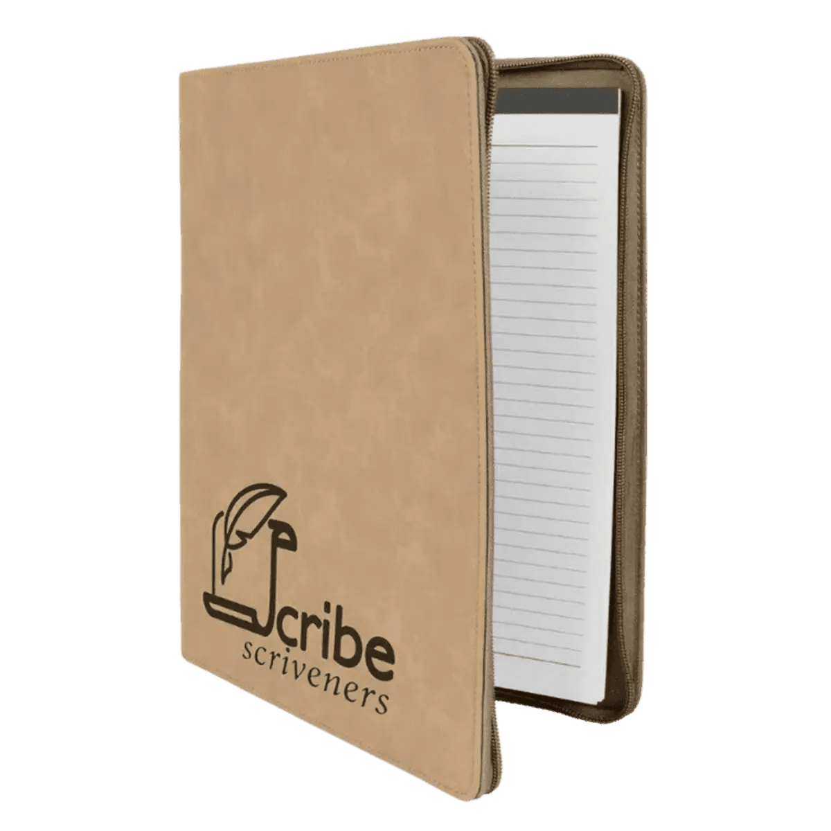 Personalized Portfolios with Zipper and Notepad - Light Brown