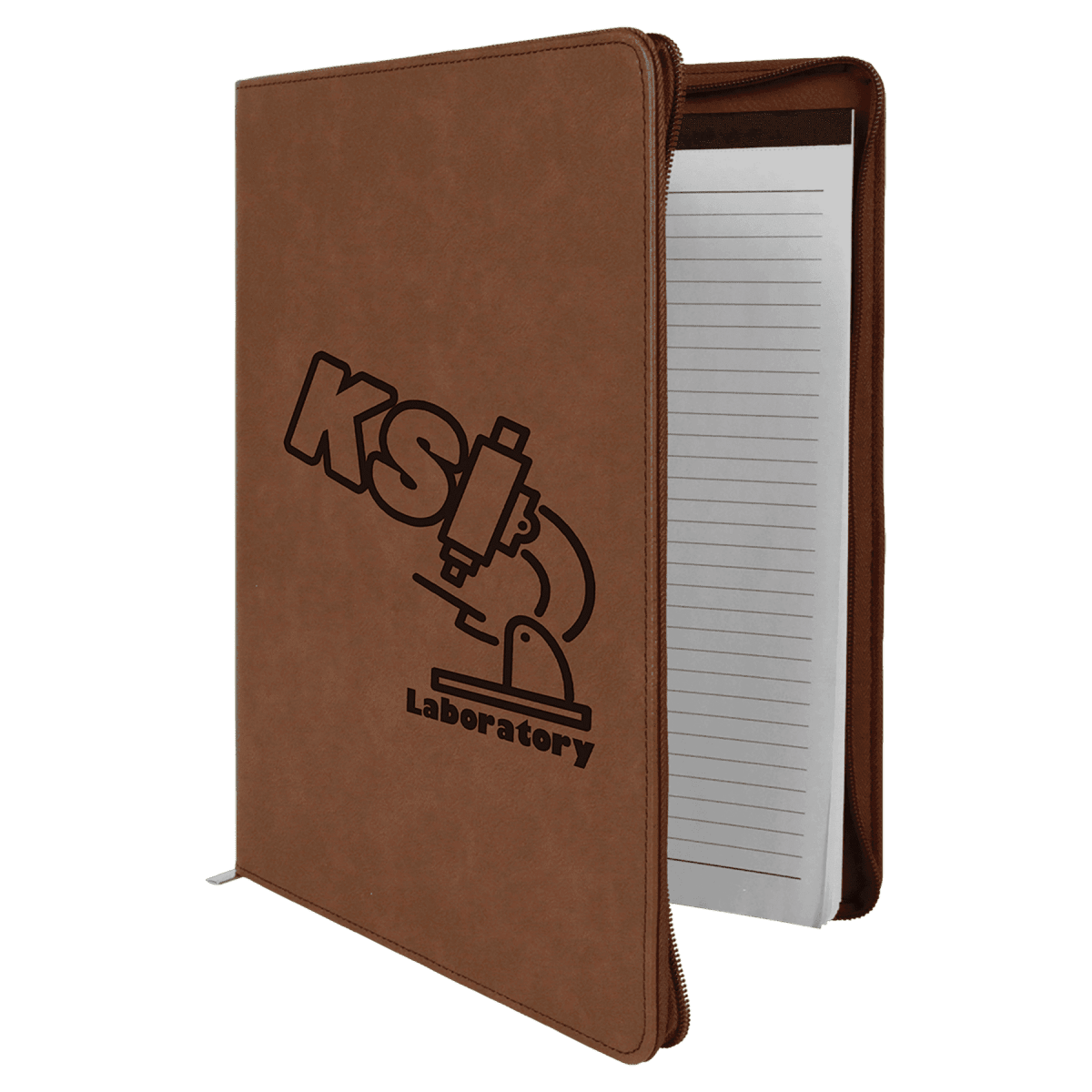 Personalized Portfolios with Zipper and Notepad - Dark Brown