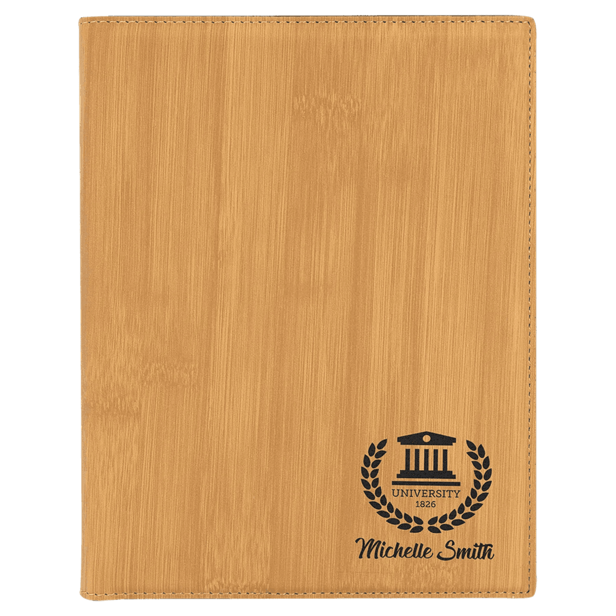 Personalized Portfolios with Zipper and Notepad - Bamboo