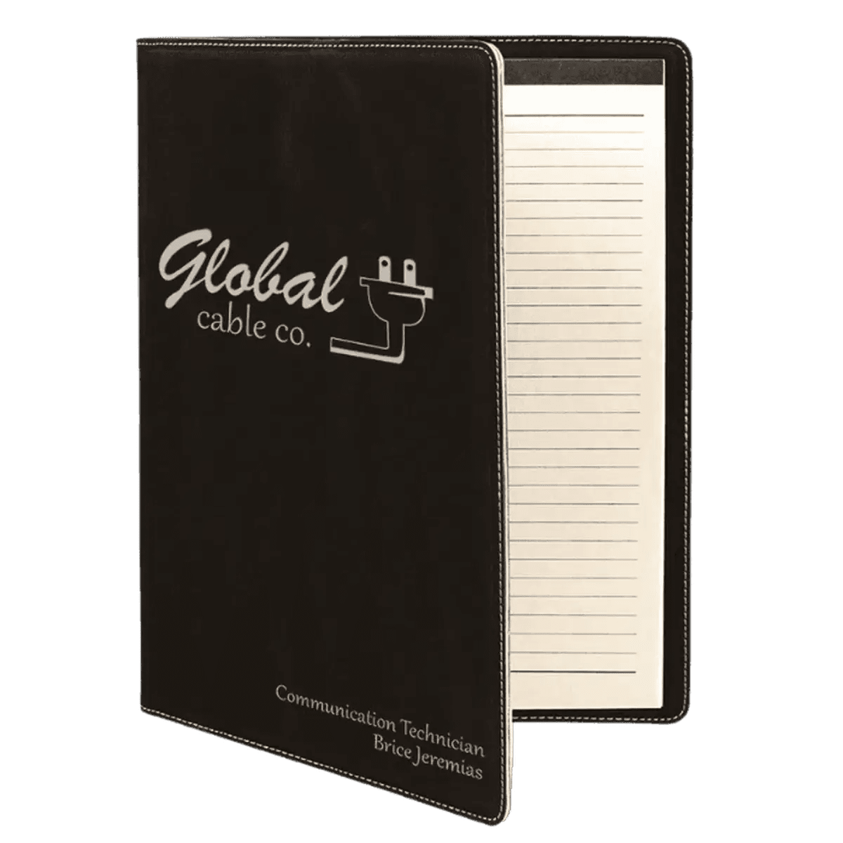 Personalized Portfolios with Zipper and Notepad - Black/Silver