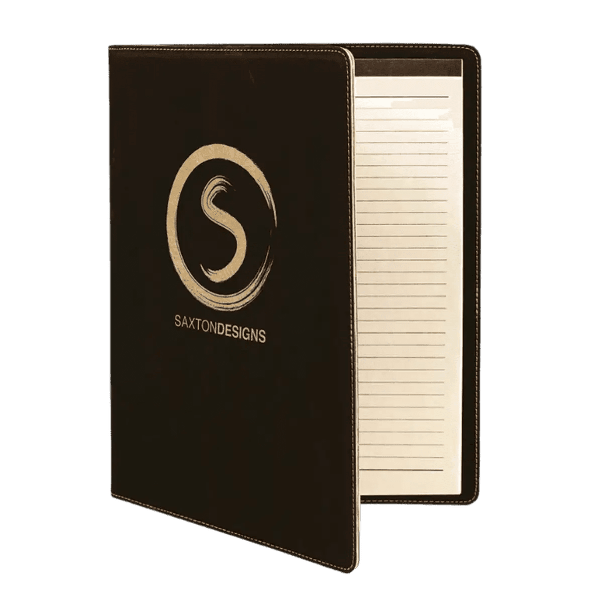 Personalized Portfolios with Zipper and Notepad - Black/Gold