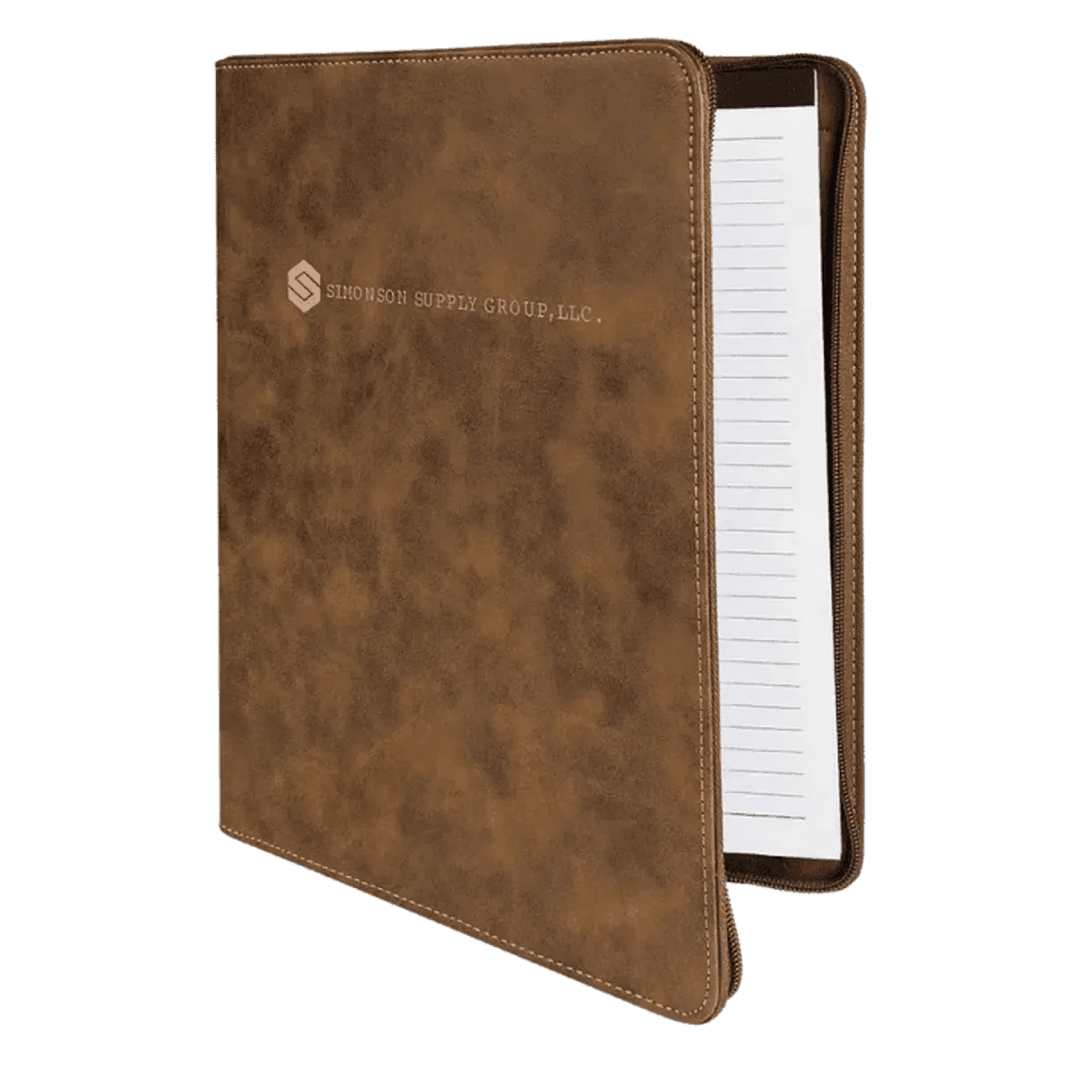 Personalized Portfolios with Zipper and Notepad - Rustic/Gold