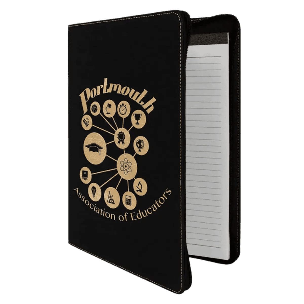 Personalized Portfolios with Zipper and Notepad - Black/Gold
