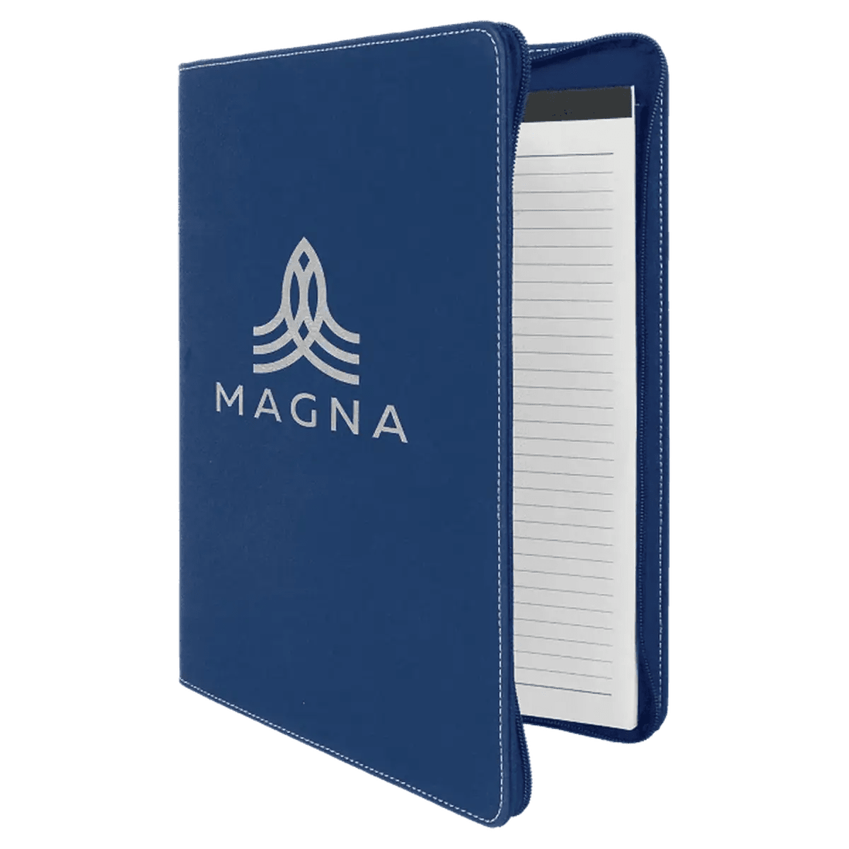 Personalized Portfolios with Zipper and Notepad - Blue/Silver