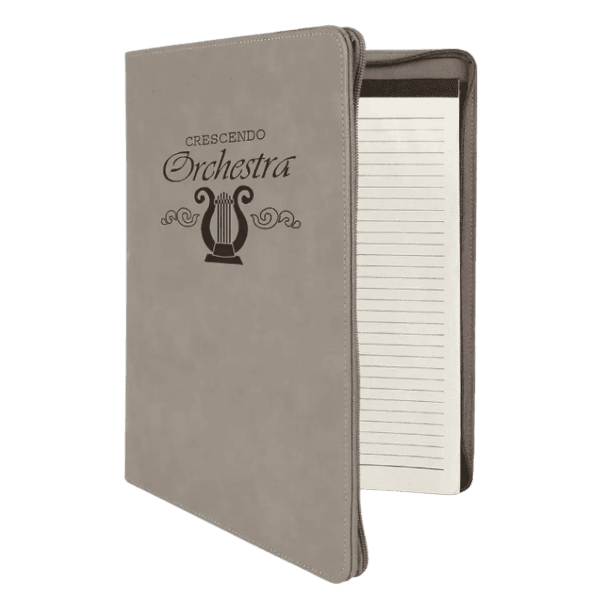 Personalized Portfolios with Zipper and Notepad - Gray