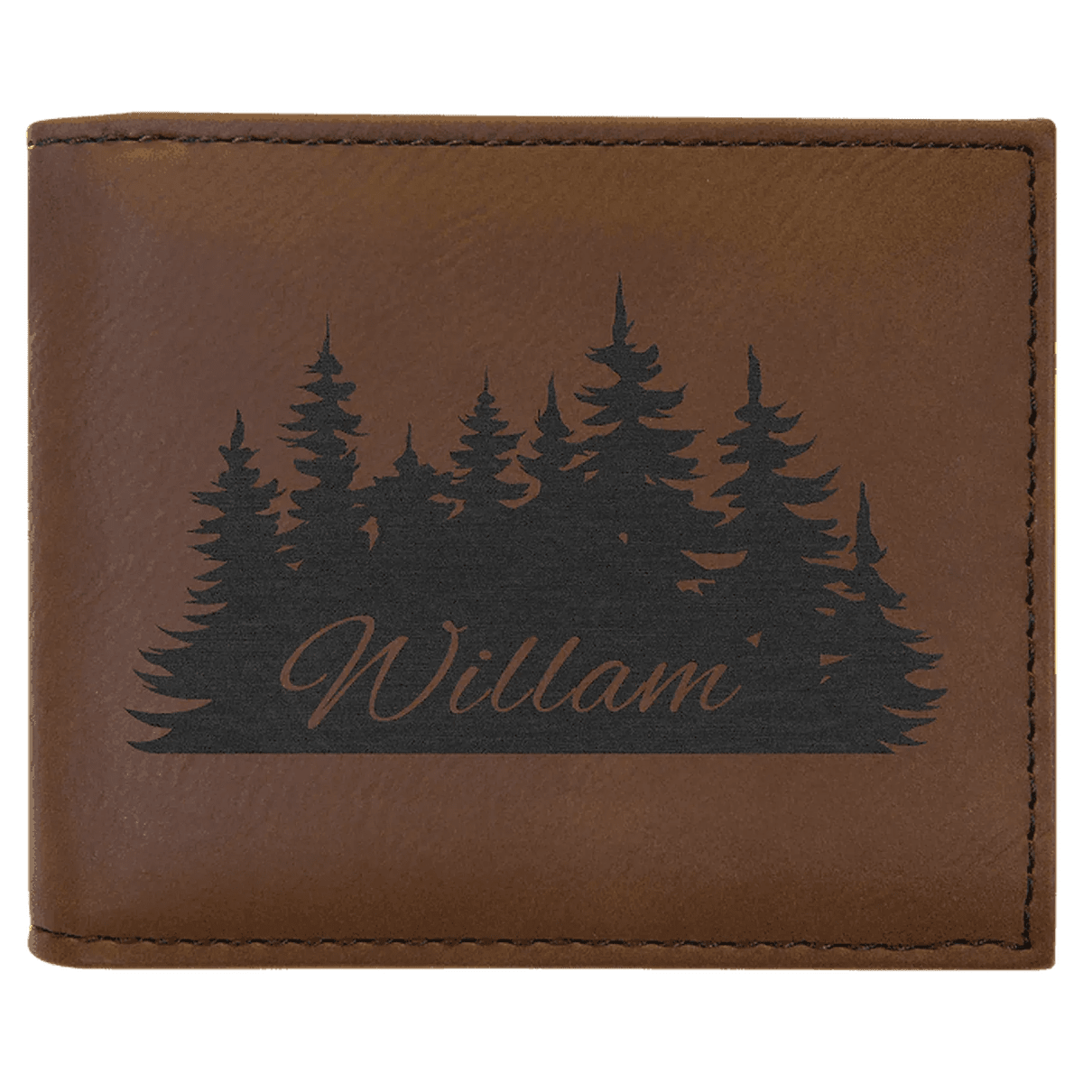 Personalized RFID Bifold Wallet with Flip ID - Dark Brown