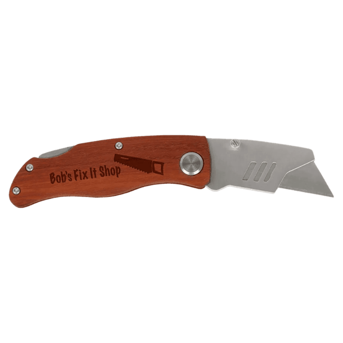 Personalized Rosewood Handle Utility Knife with Custom Engraving - Wood