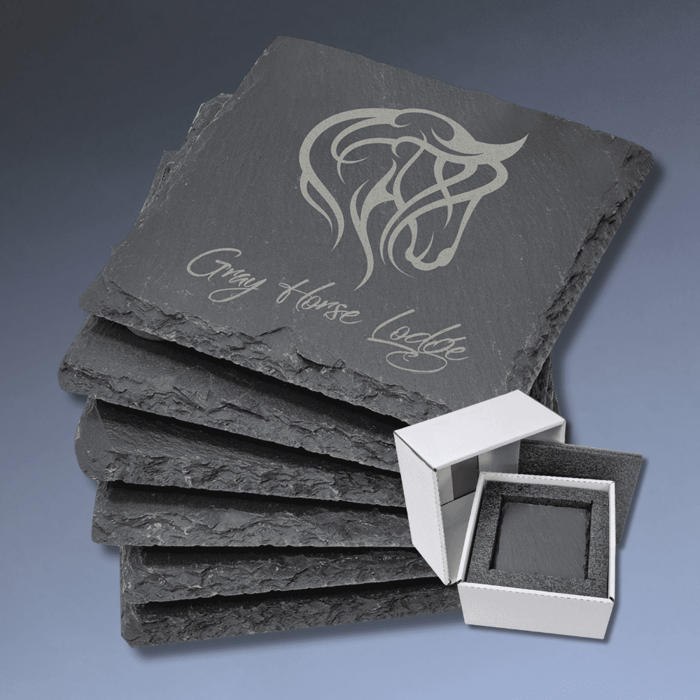 Personalized Slate Coasters and Trivets with Custom Engraving - Coaster - Set of Six