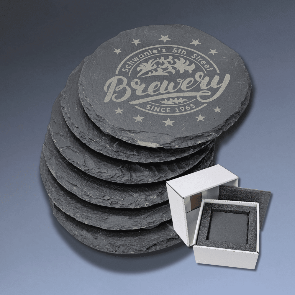 Personalized Slate Coasters and Trivets with Custom Engraving - Coaster - Set of Six