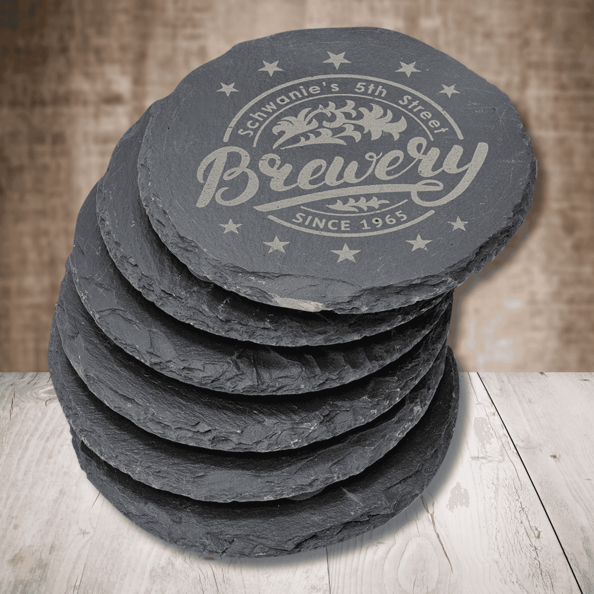 Personalized Slate Coasters and Trivets with Custom Engraving - Coaster - Set of Six