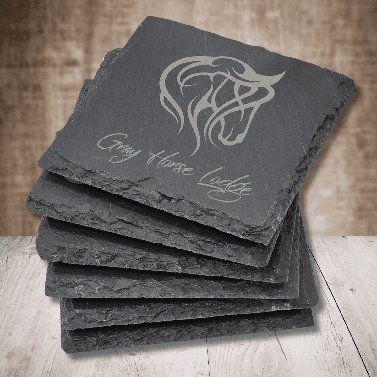 Personalized Slate Coasters and Trivets with Custom Engraving - Coaster - Set of Six