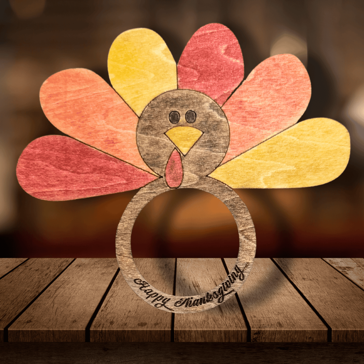 Personalized Standing Turkey Table Decor - Thanksgiving Craft Kit - LightForce Laser Engraving, LLC