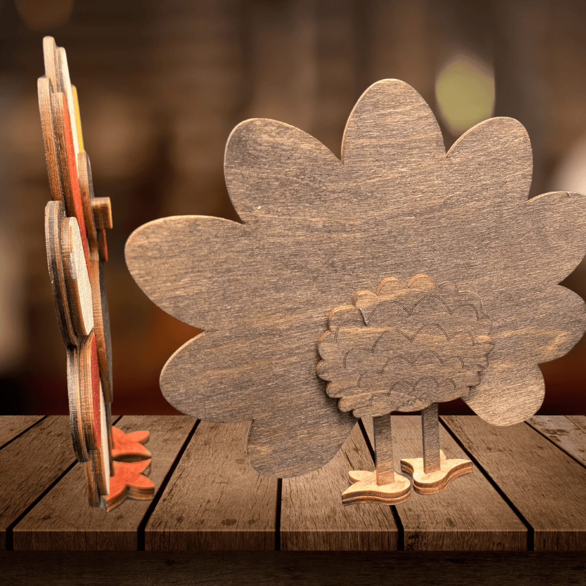 Personalized Standing Turkey Table Decor - Thanksgiving Craft Kit - LightForce Laser Engraving, LLC