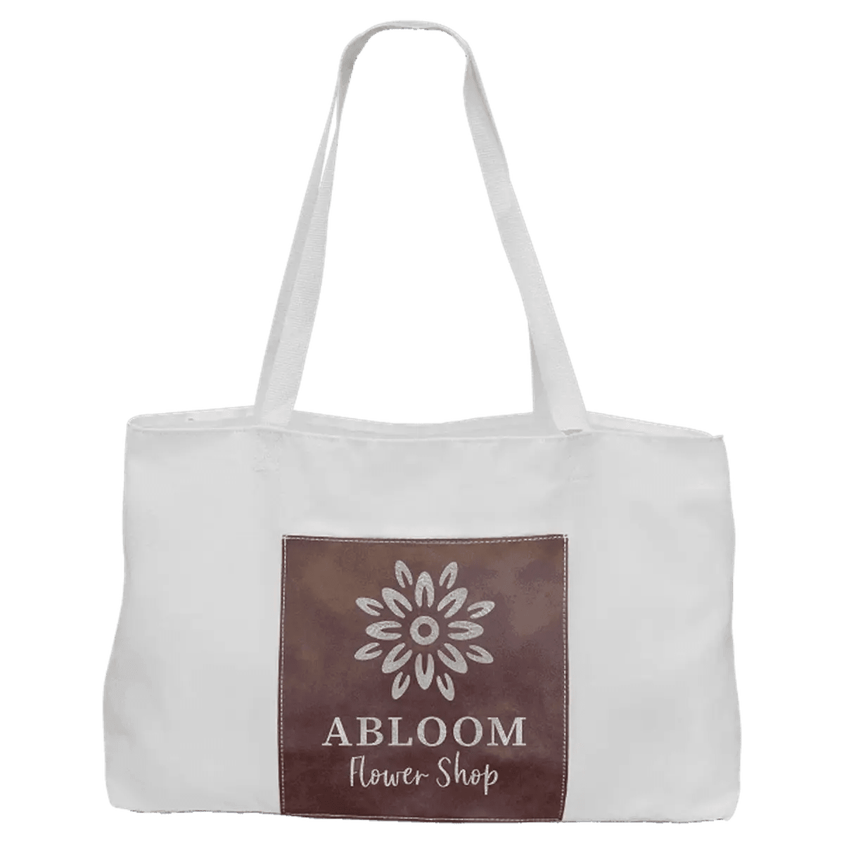 Personalized Tote Bags in Canvas or Burlap with Front Pocket - White Canvas