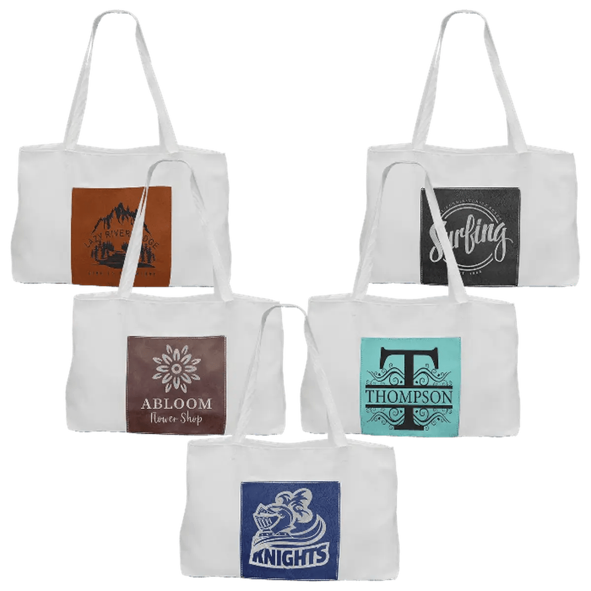 Personalized Tote Bags in Canvas or Burlap with Front Pocket - White Canvas