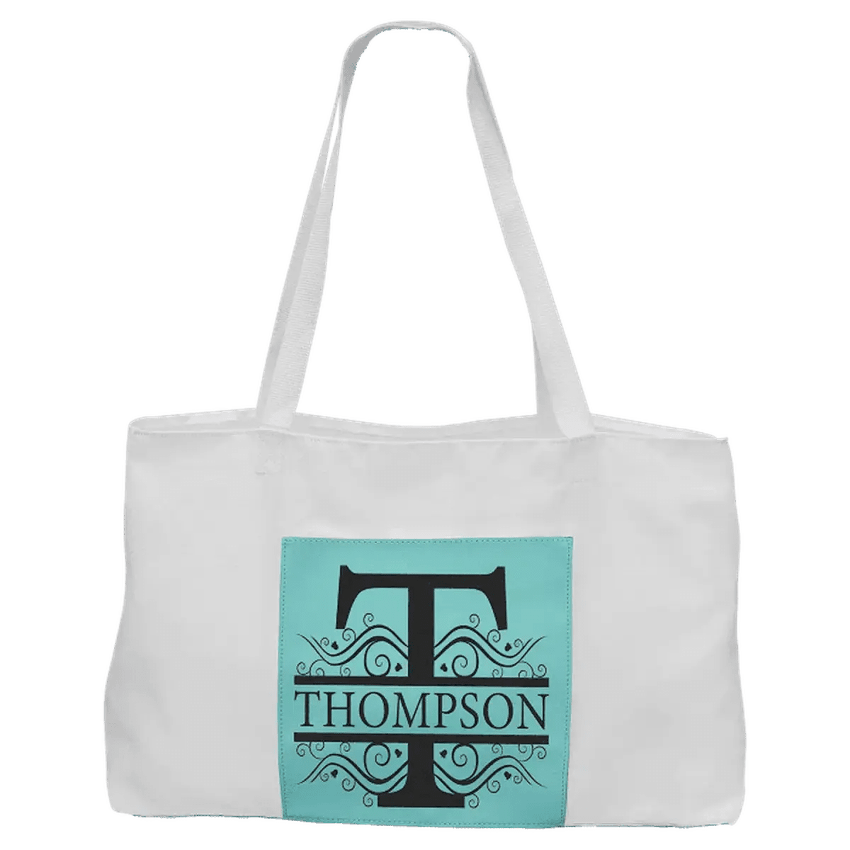 Personalized Tote Bags in Canvas or Burlap with Front Pocket - White Canvas
