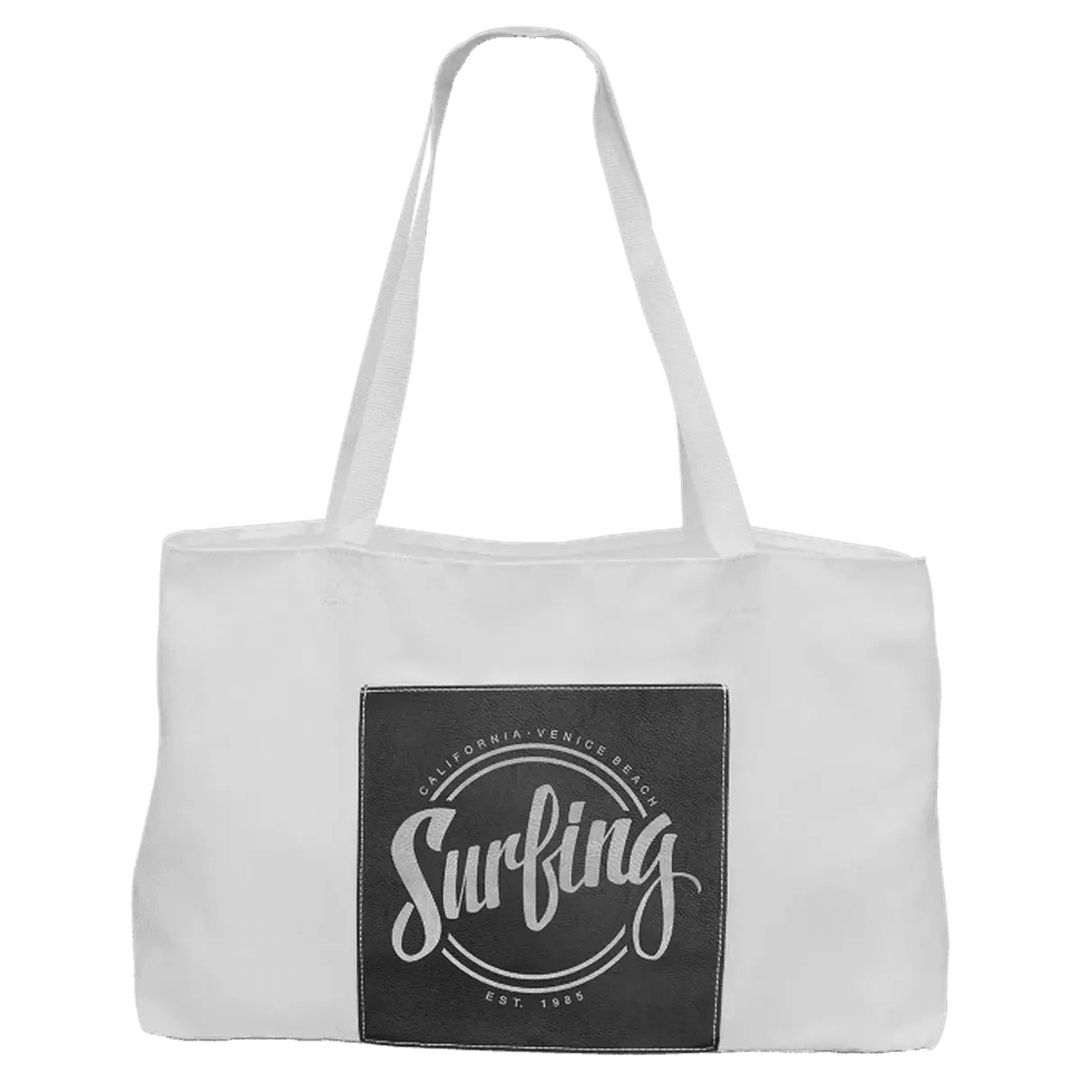 Personalized Tote Bags in Canvas or Burlap with Front Pocket - White Canvas