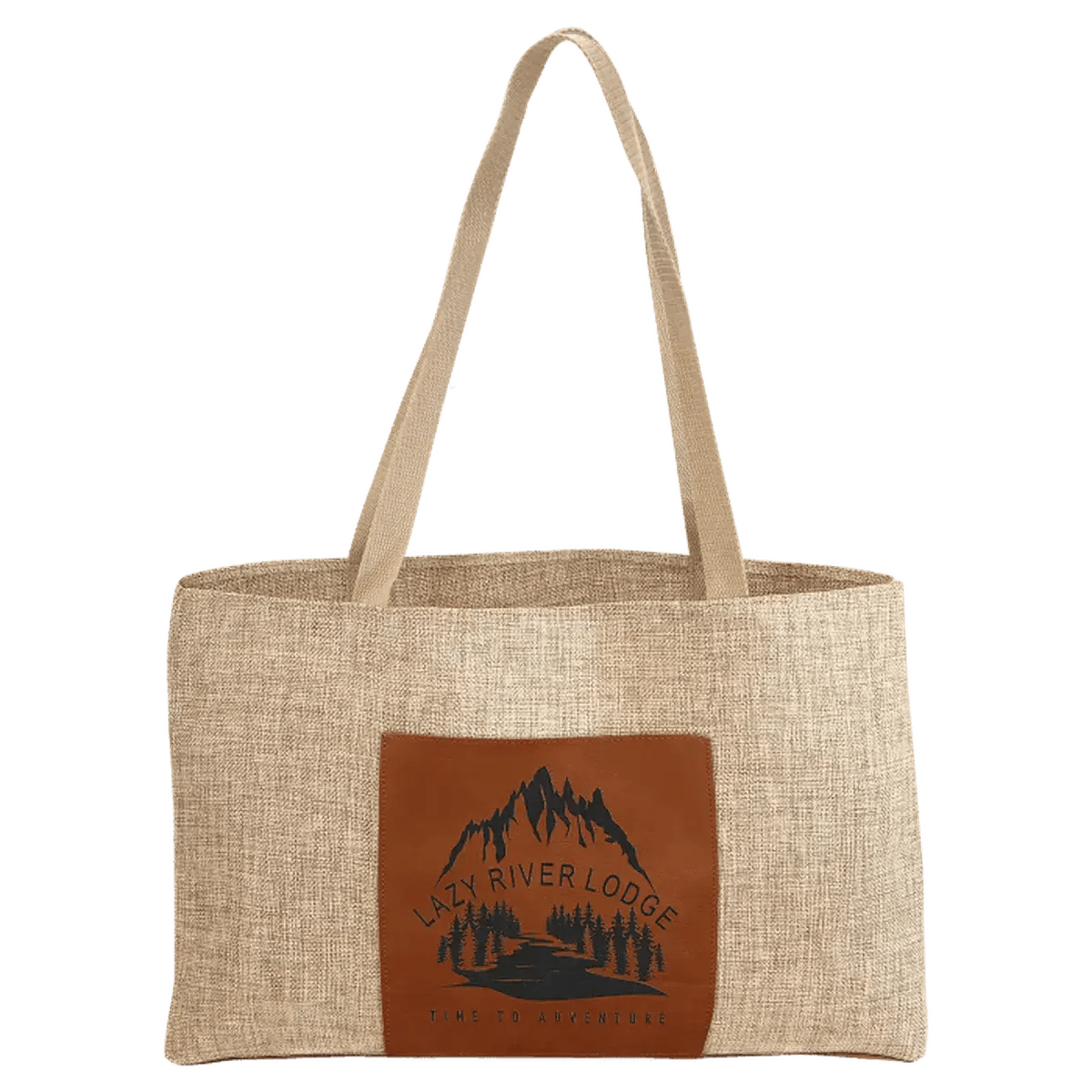 Personalized Tote Bags in Canvas or Burlap with Front Pocket - Natural Burlap