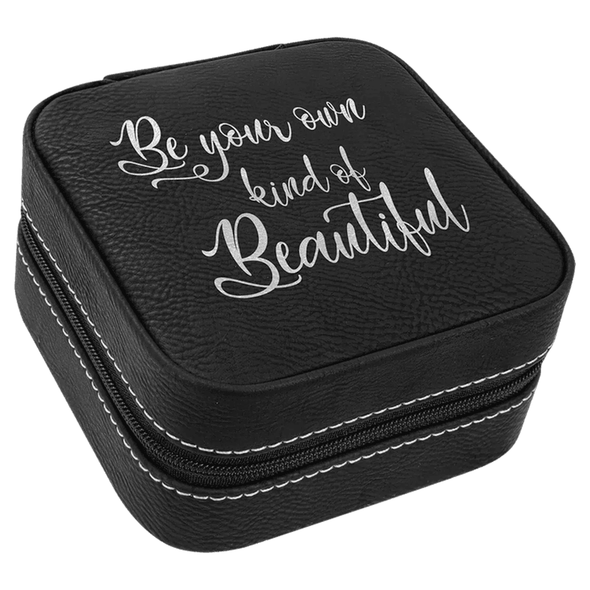 Personalized Travel Jewelry Box in Two Sizes with Multi - Compartments - Black/Silver