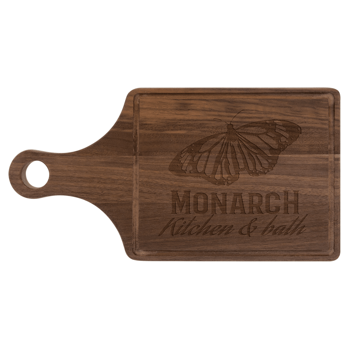 Personalized Walnut Cutting Board with Drip Ring and Custom Engraving - 13 1/2" x 7"