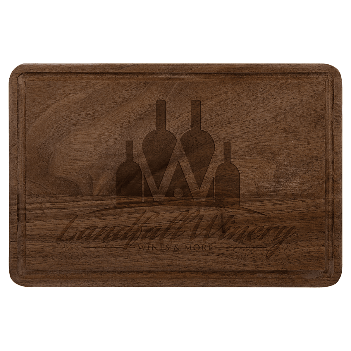 Personalized Walnut Cutting Board with Drip Ring and Custom Engraving - 9" x 6